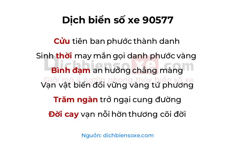 Dịch thơ biển số 90577