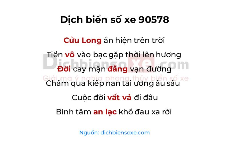 Dịch thơ biển số 90578