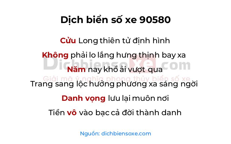 Dịch thơ biển số 90580