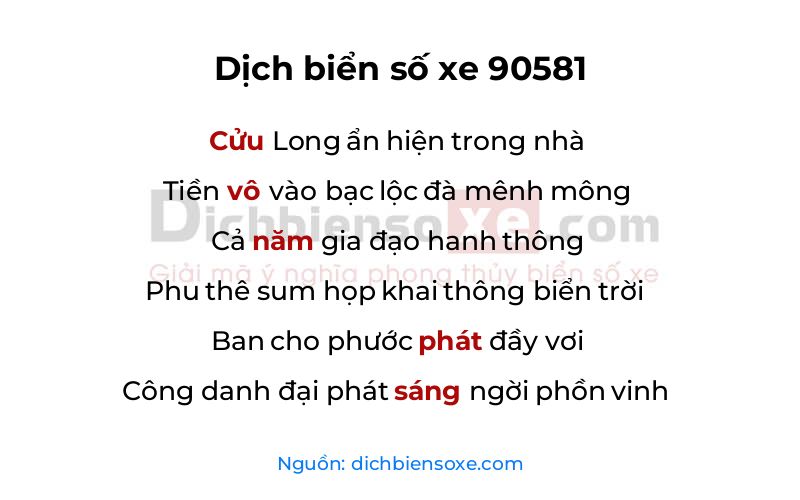Dịch thơ biển số 90581