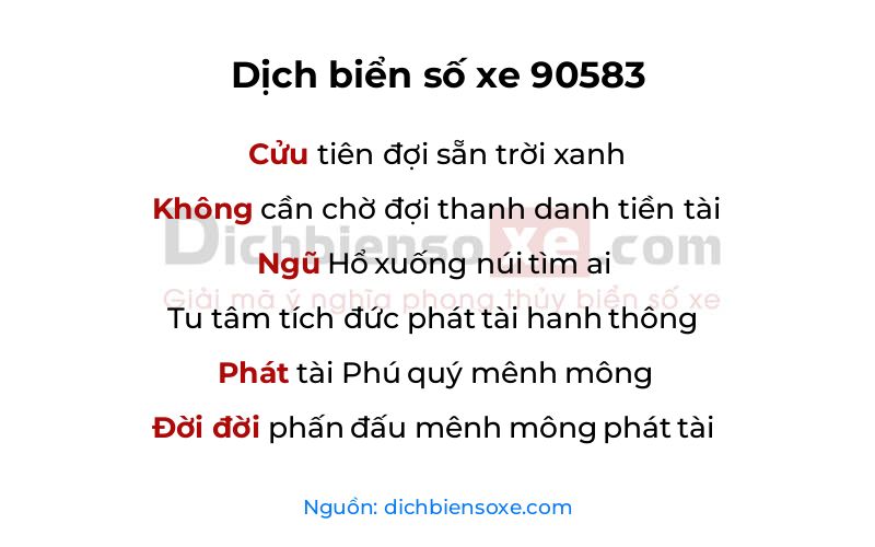 Dịch thơ biển số 90583