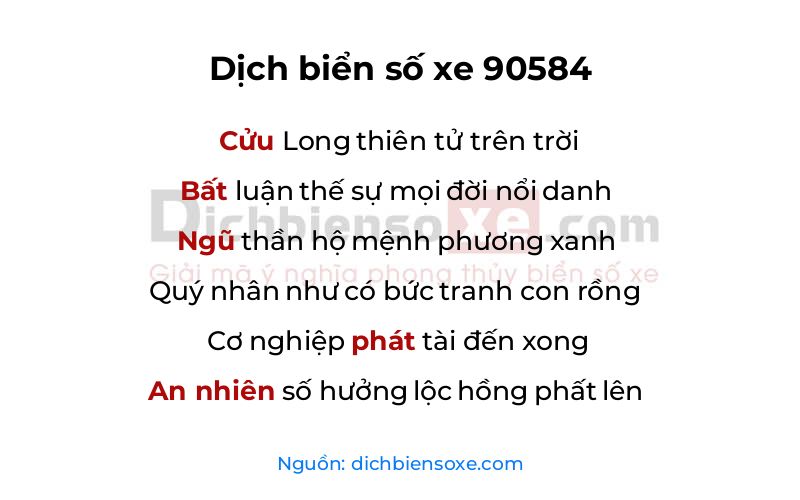 Dịch thơ biển số 90584