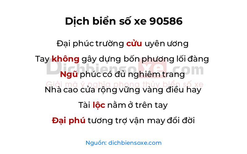 Dịch thơ biển số 90586