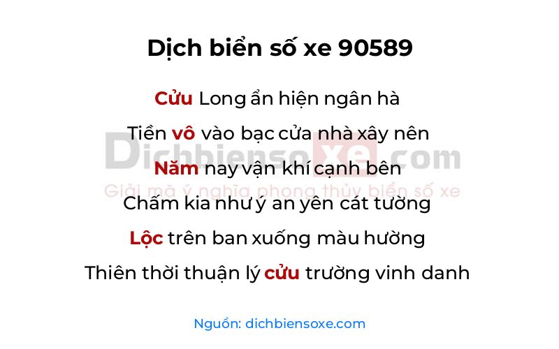 Dịch thơ biển số 90589