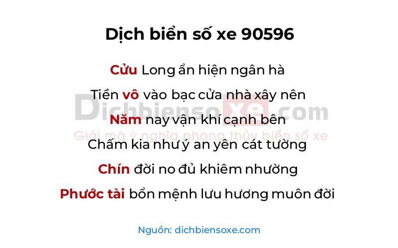 Dịch thơ biển số 90596