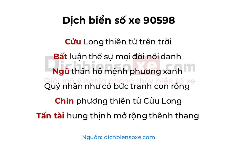 Dịch thơ biển số 90598