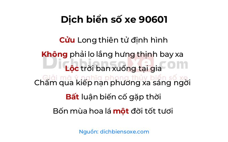 Dịch thơ biển số 90601