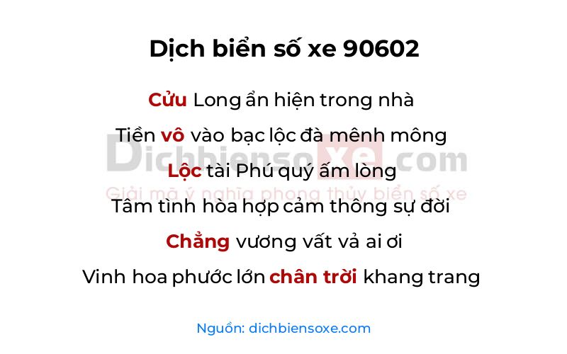 Dịch thơ biển số 90602