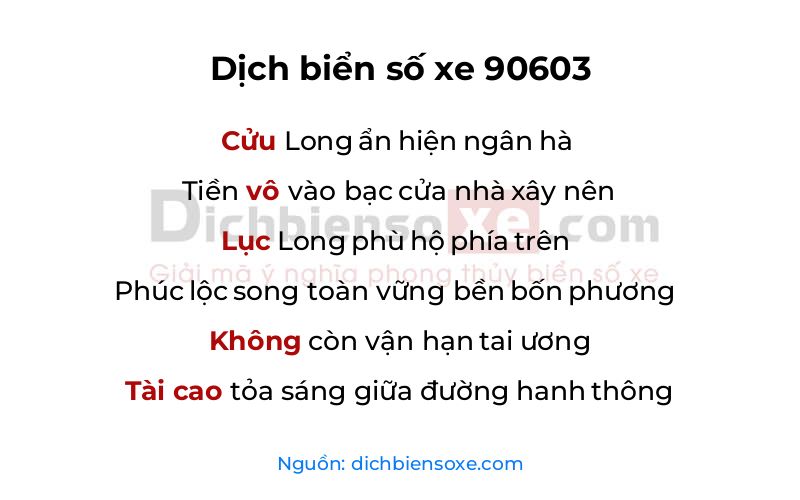 Dịch thơ biển số 90603