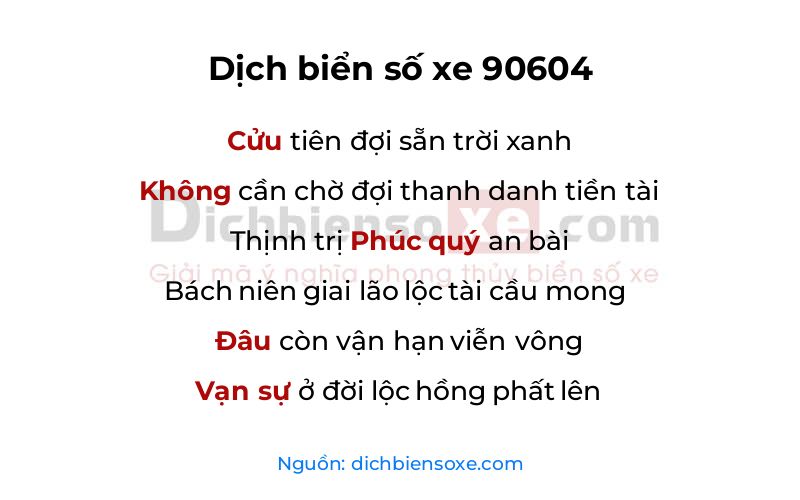 Dịch thơ biển số 90604