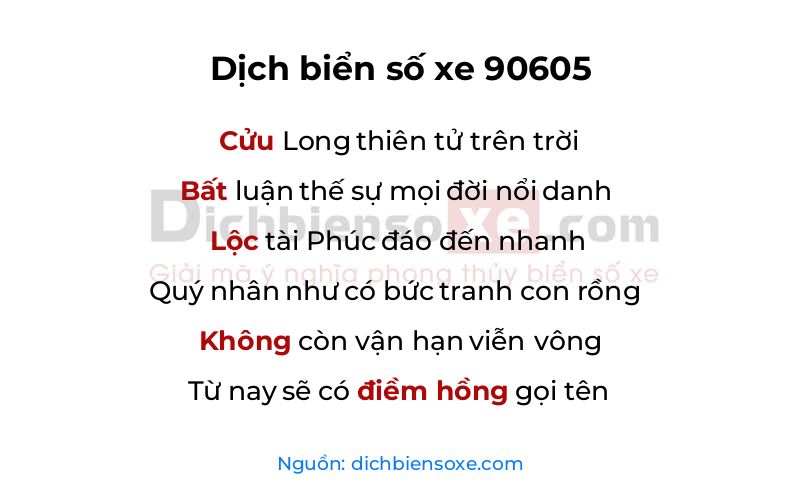 Dịch thơ biển số 90605
