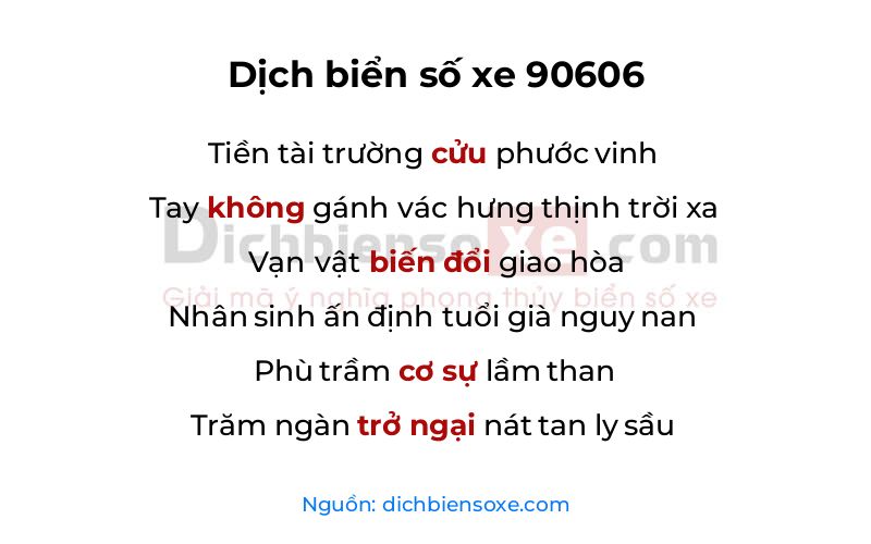 Dịch thơ biển số 90606