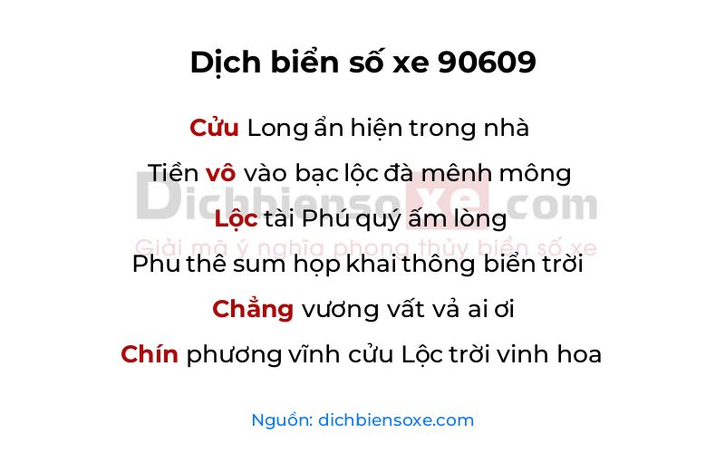 Dịch thơ biển số 90609