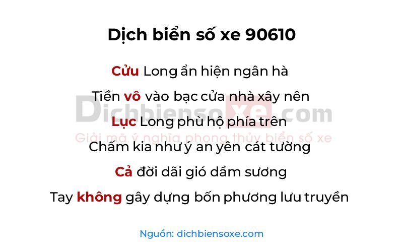 Dịch thơ biển số 90610