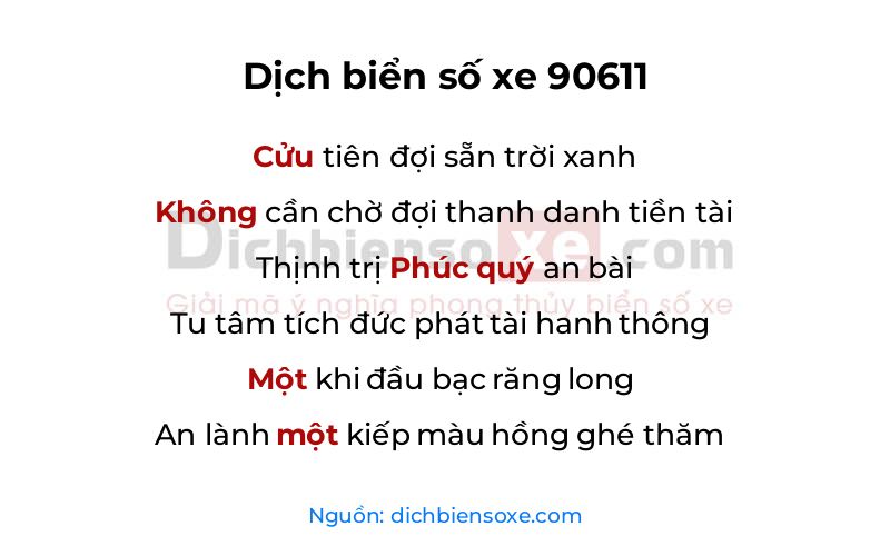 Dịch thơ biển số 90611