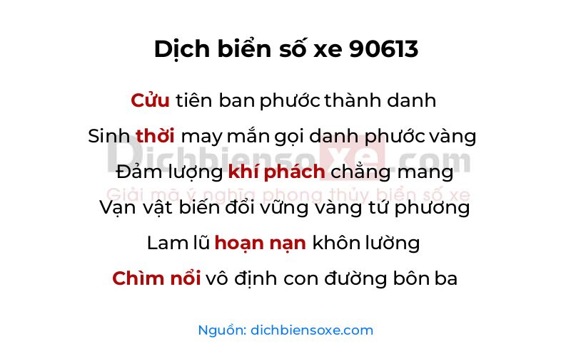 Dịch thơ biển số 90613
