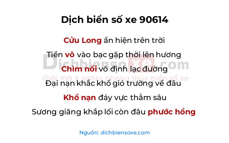Dịch thơ biển số 90614