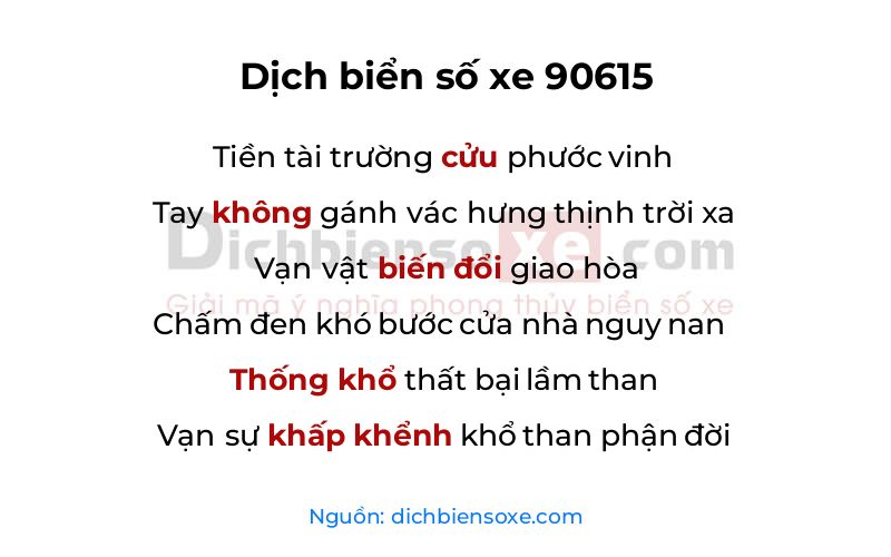 Dịch thơ biển số 90615