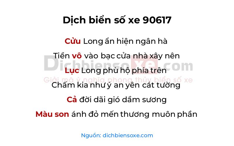 Dịch thơ biển số 90617