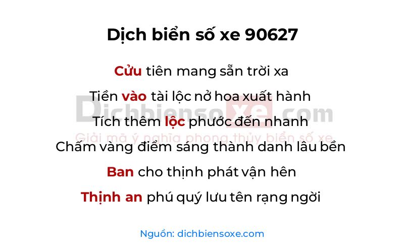 Dịch thơ biển số 90627