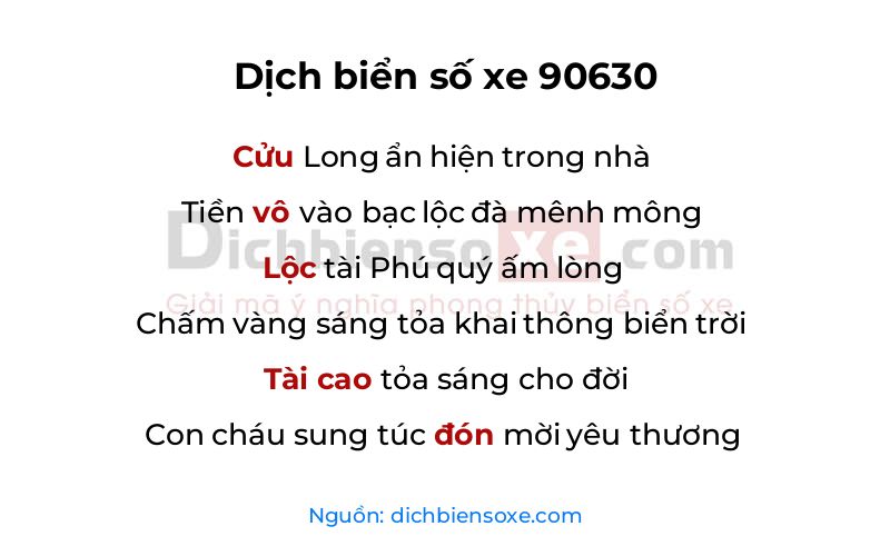 Dịch thơ biển số 90630