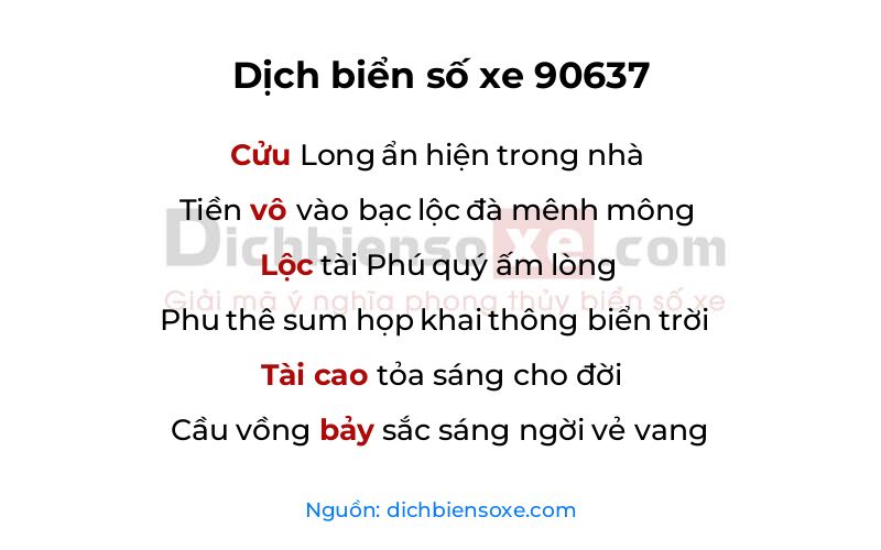 Dịch thơ biển số 90637