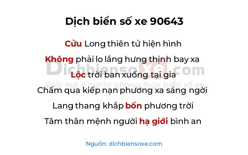 Dịch thơ biển số 90643