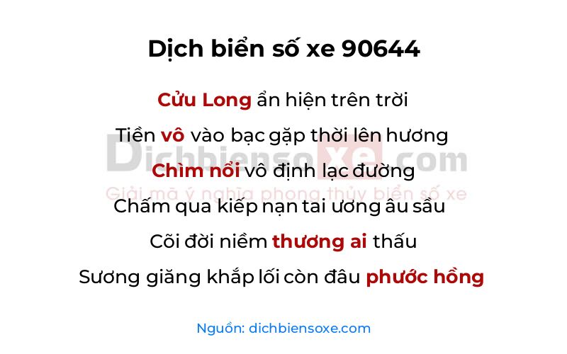 Dịch thơ biển số 90644