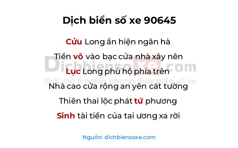 Dịch thơ biển số 90645