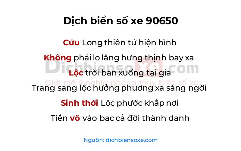 Dịch thơ biển số 90650