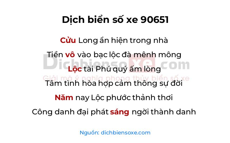 Dịch thơ biển số 90651