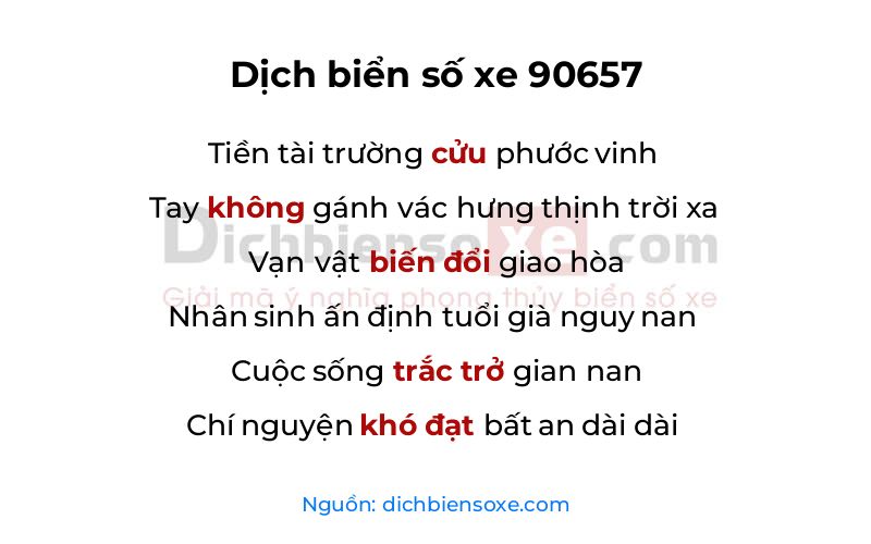 Dịch thơ biển số 90657
