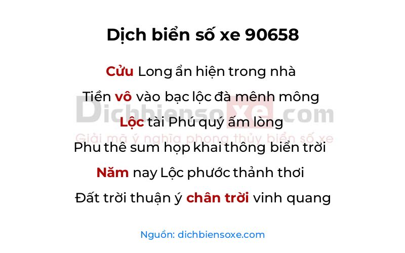 Dịch thơ biển số 90658