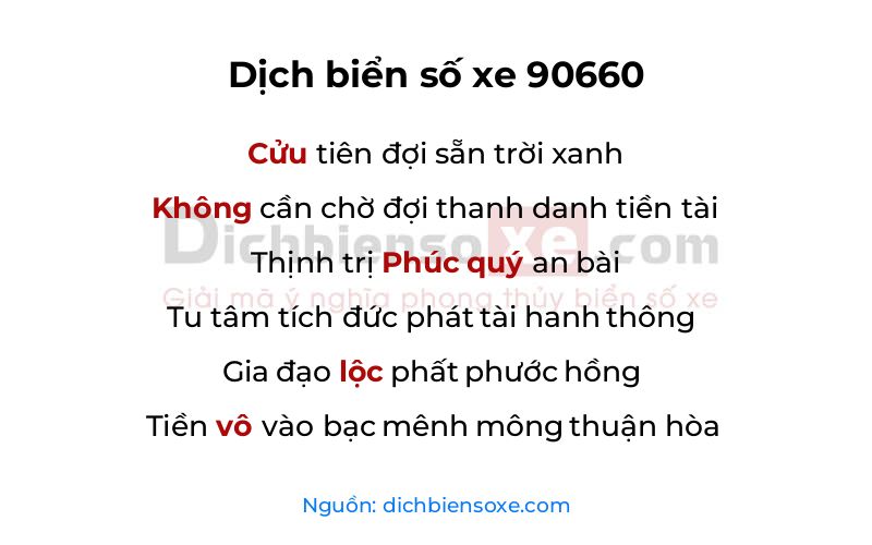 Dịch thơ biển số 90660