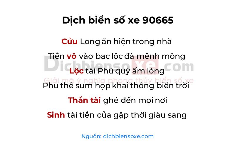Dịch thơ biển số 90665