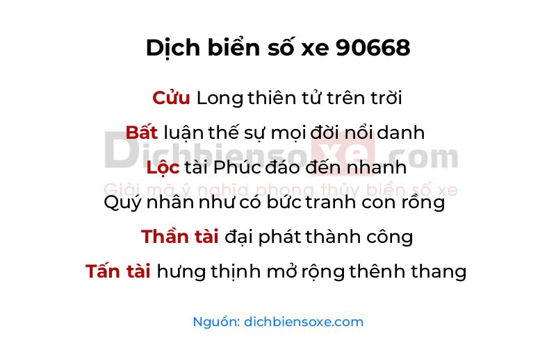 Dịch thơ biển số 90668