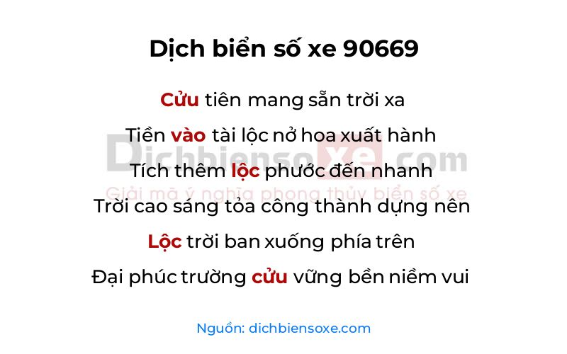 Dịch thơ biển số 90669