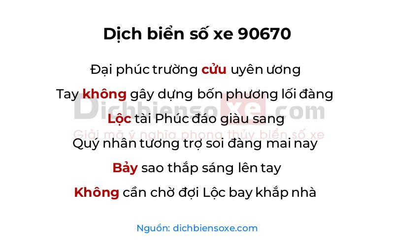 Dịch thơ biển số 90670