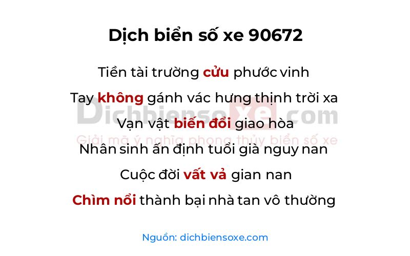 Dịch thơ biển số 90672