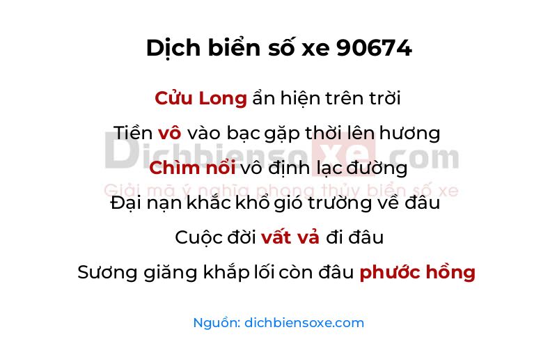Dịch thơ biển số 90674