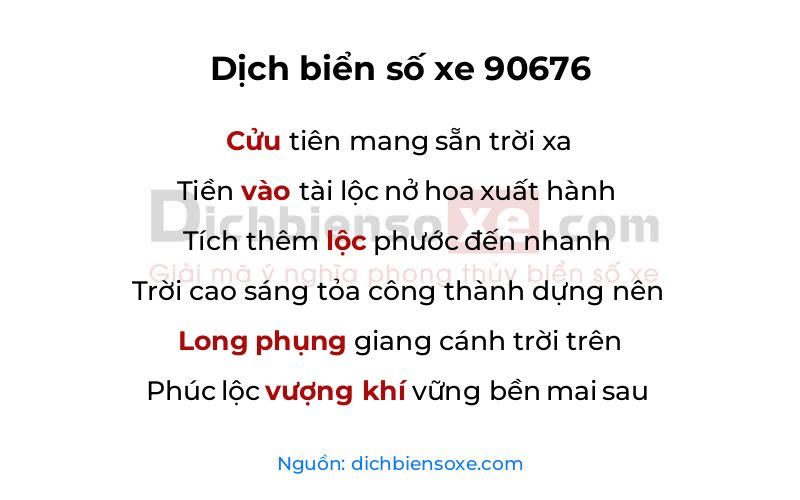 Dịch thơ biển số 90676