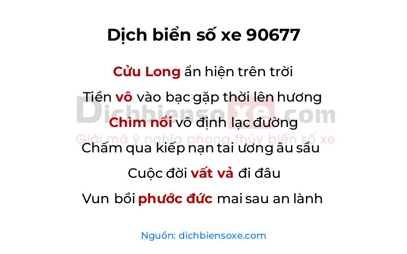 Dịch thơ biển số 90677