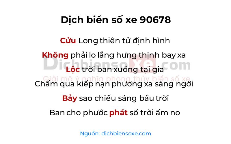 Dịch thơ biển số 90678