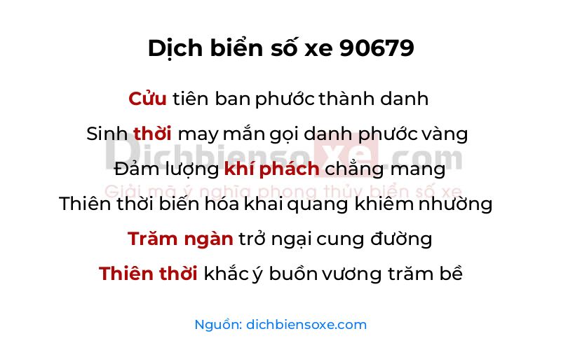 Dịch thơ biển số 90679