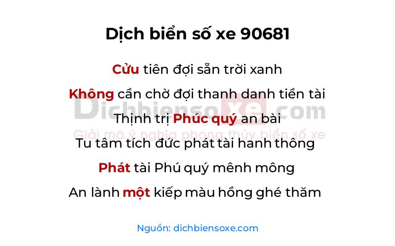Dịch thơ biển số 90681