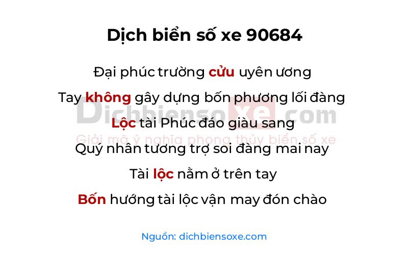 Dịch thơ biển số 90684