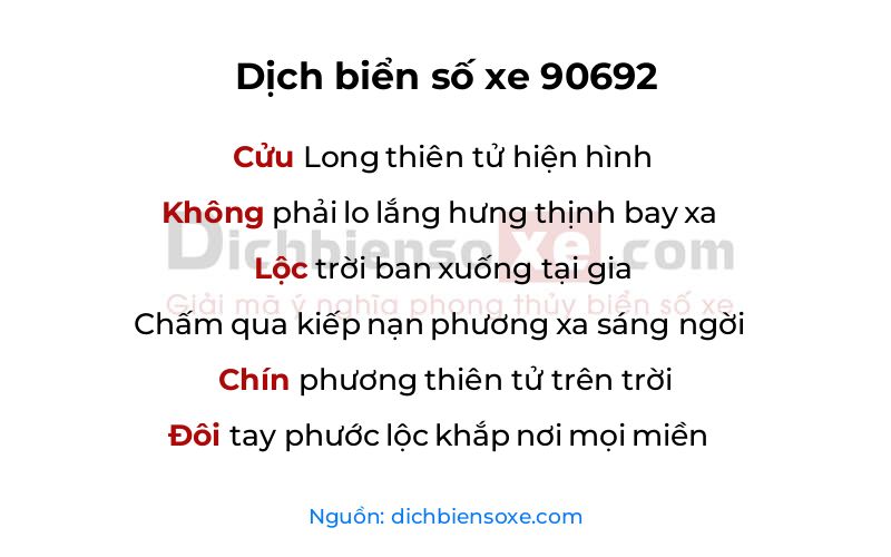 Dịch thơ biển số 90692