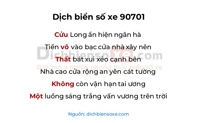 Dịch thơ biển số 90701