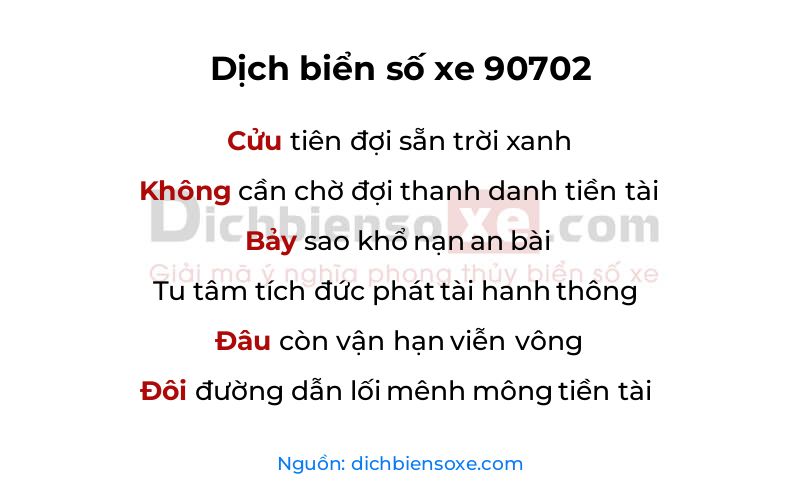 Dịch thơ biển số 90702