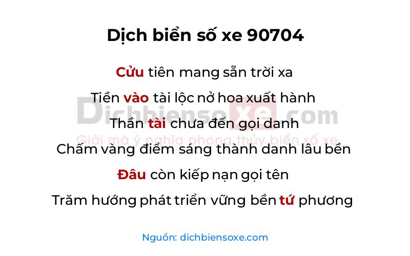 Dịch thơ biển số 90704
